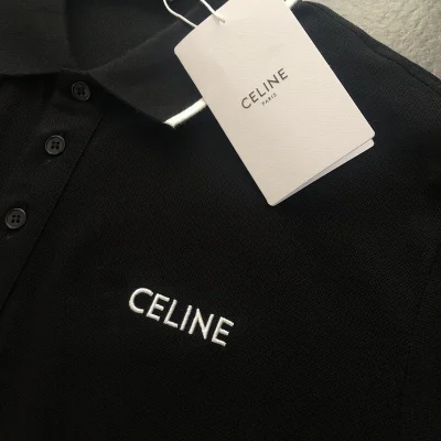 Поло Celine Embroidered Logo "Black" фото № 3