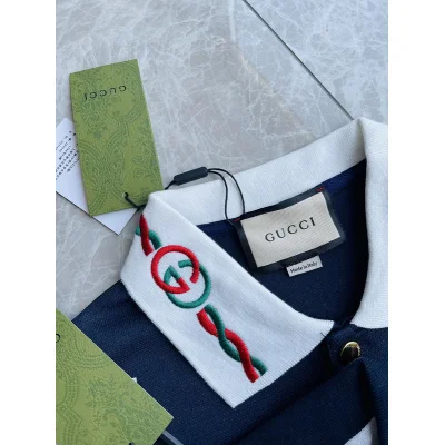 Поло Gucci With Branded Buttons "Black/Blue" фото № 3