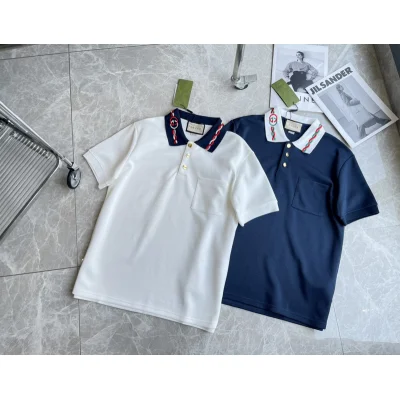 Поло Gucci With Branded Buttons "Black/Blue" фото № 4