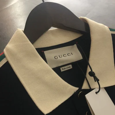 Поло Gucci With Red Stripe On The Sleeves "Black" фото № 2 Поло Gucci With Red Stripe On The Sleeves "Black" фото № 2
