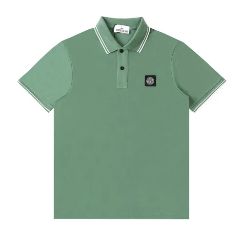 Поло Stone Island Black Logo Flowers "Green"