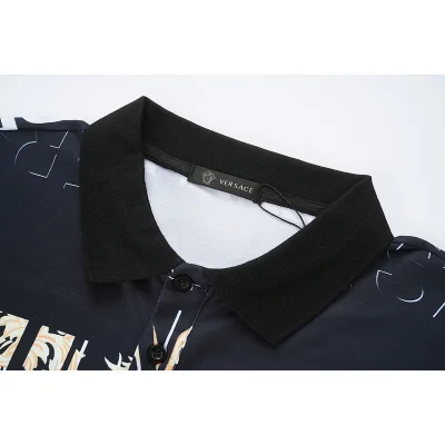 Поло Versace With Gold Patterns "Black" фото № 6