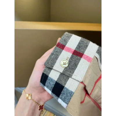 Рубашка Burberry Print Red And White And Black Lines "Beige" фото № 8