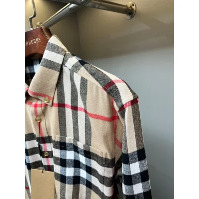 Рубашка Burberry Print Red And White And Black Lines "Beige" фото № 4