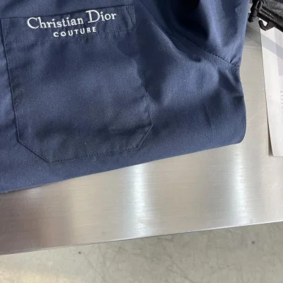 Рубашка Christian Dior White Frontside Logotype Couture "Blue" фото № 4