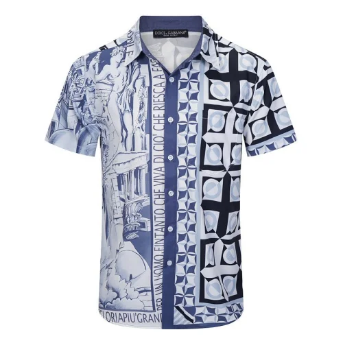 Рубашка Dolce Gabbana Abstraction Print Without Pockets "Blue"