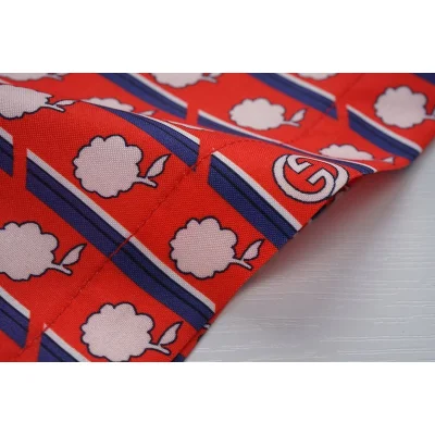 Рубашка Gucci Flowers And Vertical Stripes "Red" фото № 3