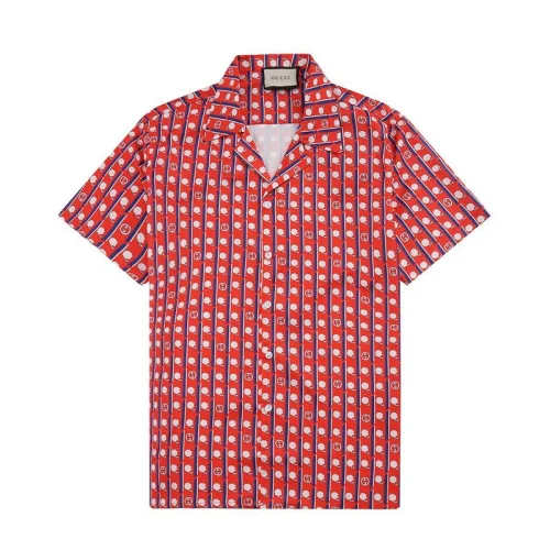 Рубашка Gucci Flowers And Vertical Stripes "Red"