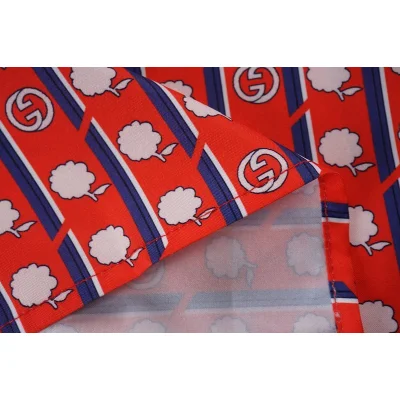 Рубашка Gucci Flowers And Vertical Stripes "Red" фото № 8