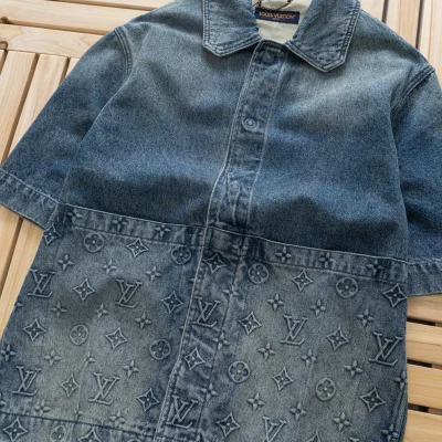 Джинсовая Рубашка Louis Vuitton Logo Embossing "Blue" фото № 3
