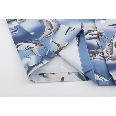 Рубашка Palm Angels With Shark Print "Blue" фото № 5