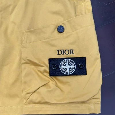 Шорты Stone Island x Christian Dior Black Embroired Frontside Print Compass "Yellow" фото № 4