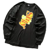 Свитшот Stussy Colorful Vertical Logo Inscription Front "Black"