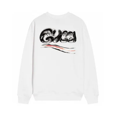 Свитшот Gucci Print Text And 3 Stripes "White" фото № 2