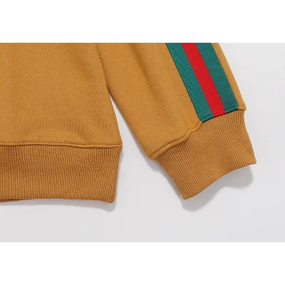 Свитшот Gucci Small Logo And Stripes On The Sleeve "Brown/Yellow" фото № 2