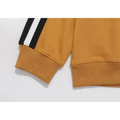 Свитшот Gucci Small Logo And Stripes On The Sleeve "Brown/Yellow" фото № 3