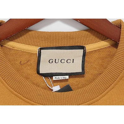 Свитшот Gucci Small Logo And Stripes On The Sleeve "Brown/Yellow" фото № 5
