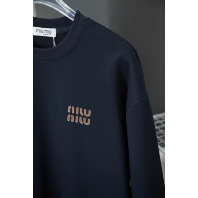 Свитшот Miu Miu Frontside Volumetric Brown Logotype "Navy Blue" фото № 3