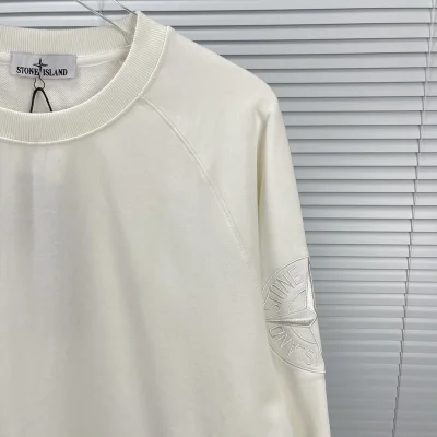 Свитшот Stone Island With Brand Logo On The Sleeve - Monochrome "White" фото № 3