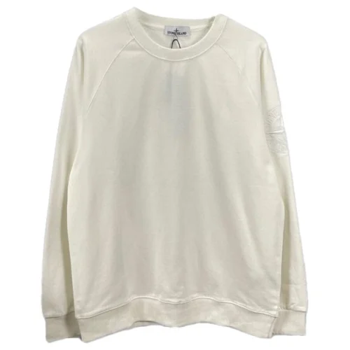 Свитшот Stone Island With Brand Logo On The Sleeve - Monochrome "White"