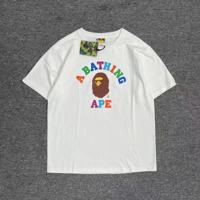Футболка A Bathing Ape With Text Logo - Multicolored Letters "White" фото № 4
