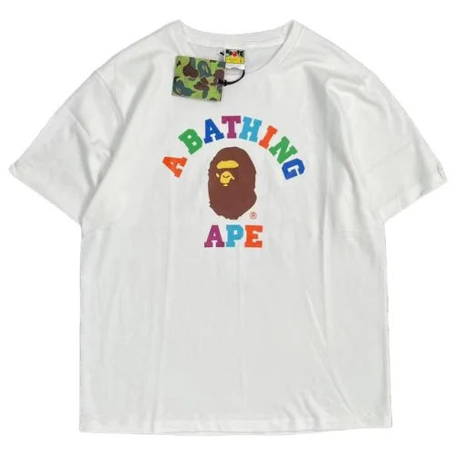 Футболка A Bathing Ape With Text Logo - Multicolored Letters "White"