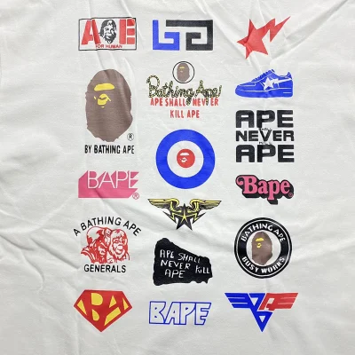 Футболка A Bathing Ape Variety Of Logos "White" фото № 2