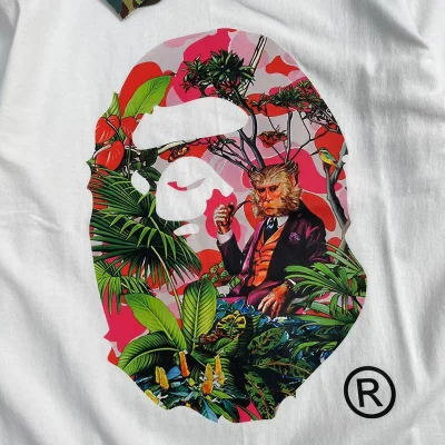 Футболка A Bathing Ape Monkey In The Tropics "White" фото № 4