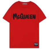 Футболка Alexander Mcqueen Inscription And Small Logo Inside Rectangle Front "Red"