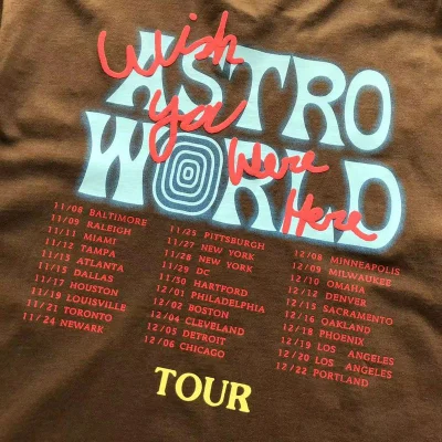 Футболка Astroworld Cities List From Tour "Brown" фото № 5