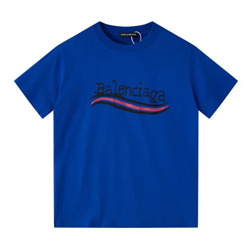 Футболка Balenciaga With Three Waves And Logo "Blue"