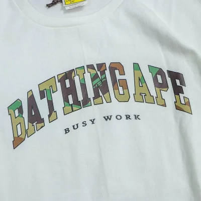 Футболка Bape Letters With Camouflage Background "White" фото № 3