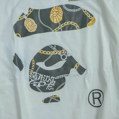 Футболка Bape Print With Chains "White" фото № 3