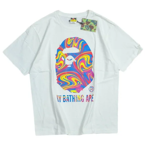 Футболка Bape Multicolor Logo And Inscription Front "White"