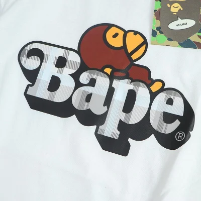 Футболка Bape Monkey Sleeping on Checkered Logo "White" фото № 3