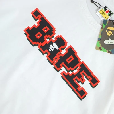Футболка Bape Pixel Logo With Ape "White" фото № 3