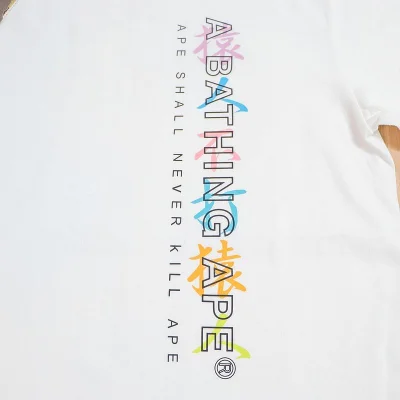 Футболка Bape Rounded Hieroglyph Print Back "White" фото № 3