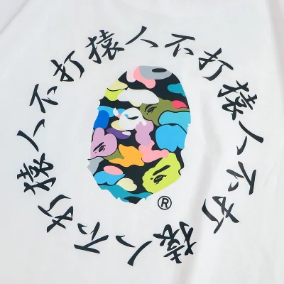 Футболка Bape Rounded Hieroglyph Print Back "White" фото № 4