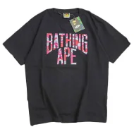 Футболка Bape Front Logo With Pink Details "Black"