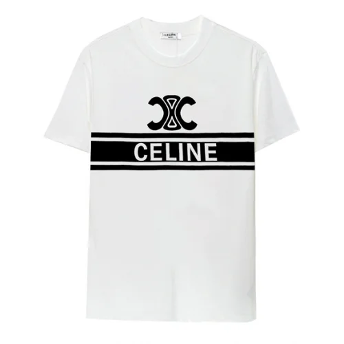 Футболка Celine With Logo And Stripe "White"
