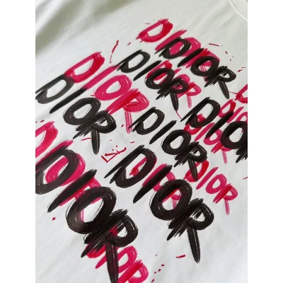 Футболка Christian Dior Black And Pink Text Print "White" фото № 3