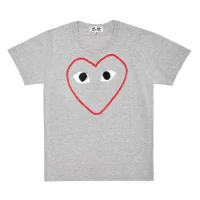 Футболка Comme des Garçons Play Heart Eyes Outline "Gray"