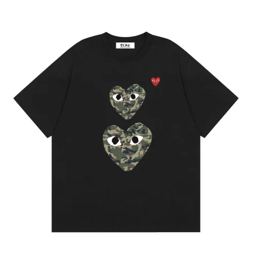 Футболка Comme des Garçons Play Camouflage Hearts Eyes "Black"