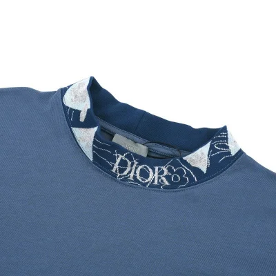 Футболка Dior With Designer Collar And Pocket "Blue" фото № 7