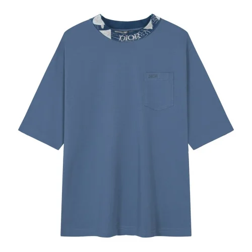 Футболка Dior With Designer Collar And Pocket "Blue"