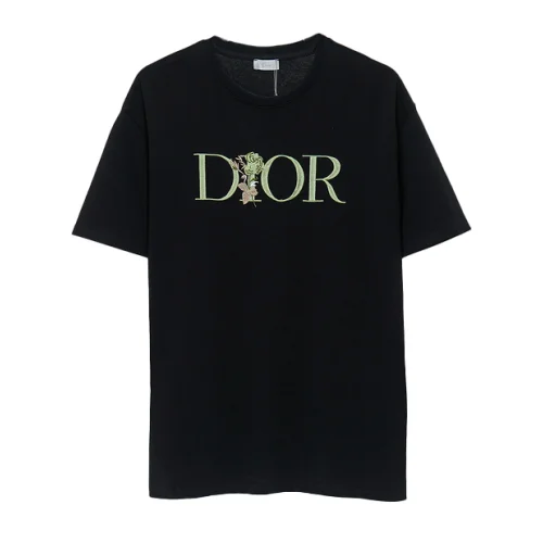 Футболка Dior Logo With Flower "Black"