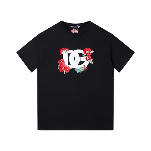 Футболка Dolce Gabbana With Monogram And Flowers "Black"
