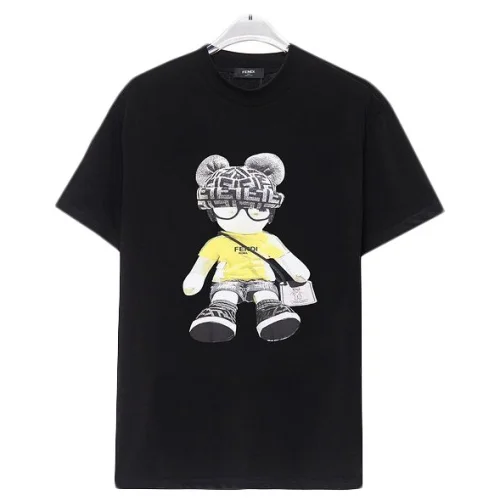 Футболка Fendi Bear With Glasses And Cap "Black"