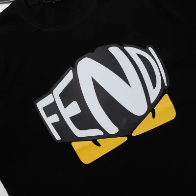 Футболка Fendi Inscription In The Fish Eye Style "Black" фото № 5