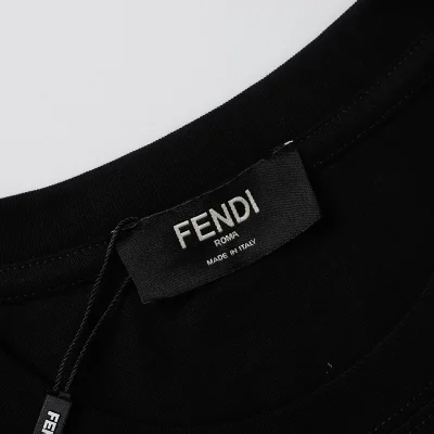 Футболка Fendi Inscription In The Fish Eye Style "Black" фото № 6